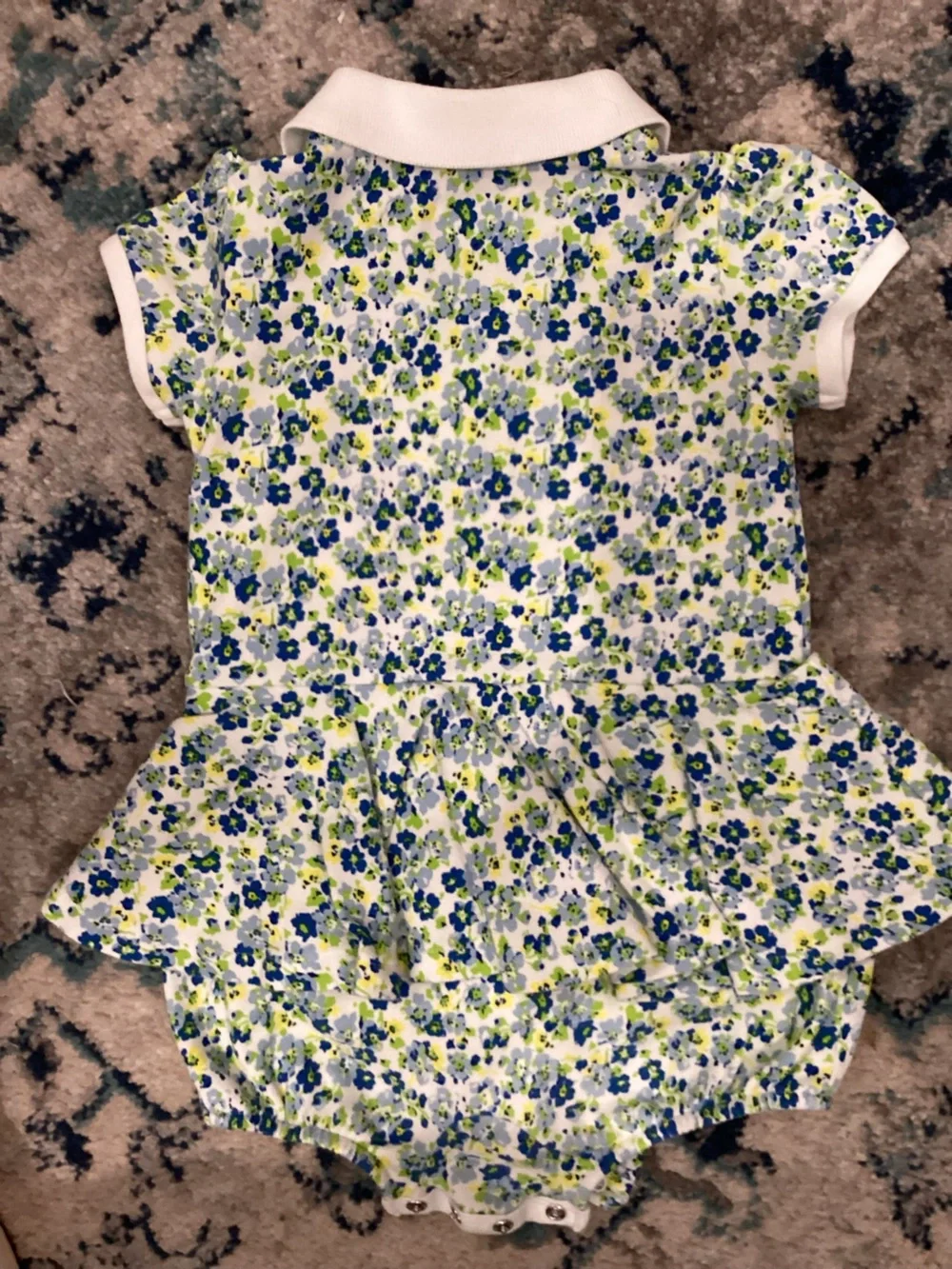 Ralph Lauren White Dress with Blue and Green Floral Print